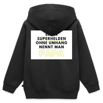 Einen Superhelden ohne Umhang nennt man Papa - Kinder Premium Organic Zip Hoodie - Schwarz - Hinten - AI Model Kid Male (0cm)