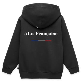 Chic à la française - Sweat Premium à capuche zippé enfant bio - noir - Dos - AI Model Kid Male (0cm)