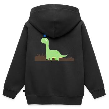 Dino im Gras | Geschenk, Geschenkidee - Kinder Premium Organic Zip Hoodie - Schwarz - Hinten - AI Model Kid Male (0cm)