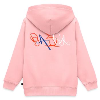 Tabliers de cuisine Bâle - Sweat Premium à capuche zippé enfant bio - rose - Dos - AI Model Kid Female (0cm)
