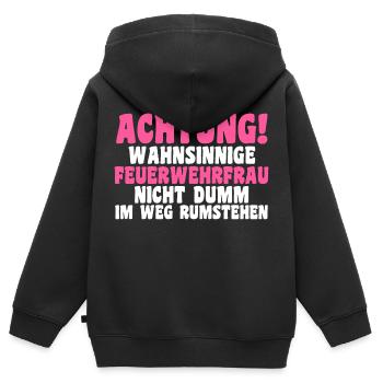 Feuerwehr Feuerwehrfrau - Kinder Premium Organic Zip Hoodie - Schwarz - Hinten - AI Model Kid Male (0cm)