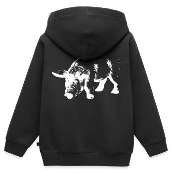 Tierschutz Schwein - Kinder Premium Organic Zip Hoodie - Schwarz - Hinten - AI Model Kid Male (0cm)