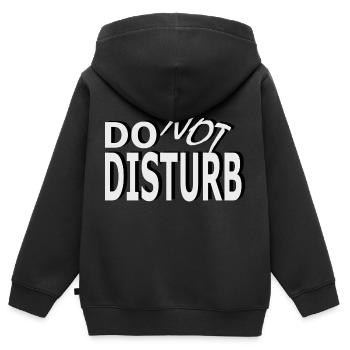 Message : Ne pas déranger - Sweat Premium à capuche zippé enfant bio - noir - Dos - AI Model Kid Male (0cm)