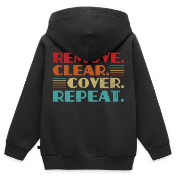supprimer le couvercle transparent répéter Conception pour un tapis - Sweat Premium à capuche zippé enfant bio - noir - Dos - AI Model Kid Male (0cm)