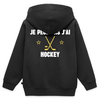 je peux pas j'ai hockey - Sweat Premium à capuche zippé enfant bio - noir - Dos - AI Model Kid Male (0cm)