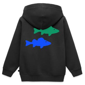 Poissons - Sweat Premium à capuche zippé enfant bio - noir - Dos - AI Model Kid Male (0cm)
