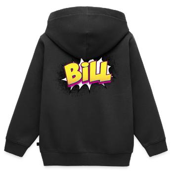 Bill Custom Name Comic Book Style Pop Art, Bill - Kids Premium Organic Zip-up Hoodie - black - Back - AI Model Kid Male (0cm)