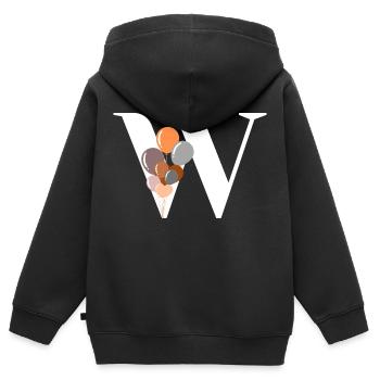 Buchstabe mit Geburtstagsballon - Kinder Premium Organic Zip Hoodie - Schwarz - Hinten - AI Model Kid Male (0cm)