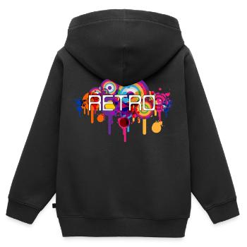 Retro - Zeitlose Eleganz und Nostalgie - Kinder Premium Organic Zip Hoodie - Schwarz - Hinten - AI Model Kid Male (0cm)