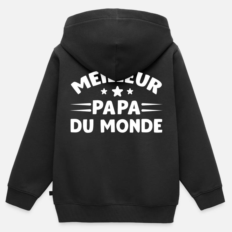 Meilleur Papa du Monde - Sweat Premium à capuche zippé enfant bio - noir