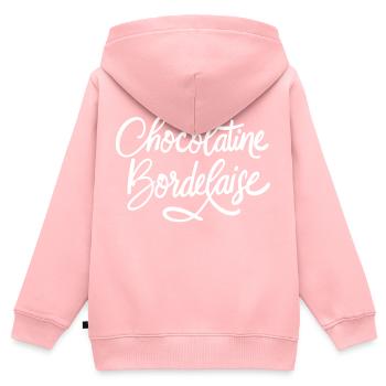 La chocolatine bordelaise - Sweat Premium à capuche zippé enfant bio - rose - Dos - AI Model Kid Female (0cm)