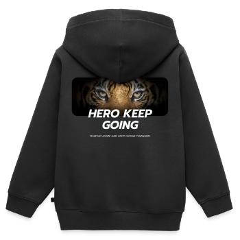 Furchtlos und das Böse darin Keep GoingHero - Kinder Premium Organic Zip Hoodie - Schwarz - Hinten - AI Model Kid Male (0cm)