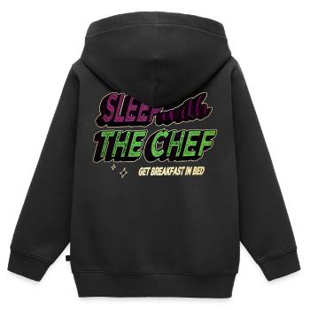 Chef (homme) provocateur drôle pâtissier chef - Sweat Premium à capuche zippé enfant bio - noir - Dos - AI Model Kid Male (0cm)