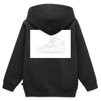 J4 Skizze - Kinder Premium Organic Zip Hoodie - Schwarz - Hinten - AI Model Kid Male (0cm)