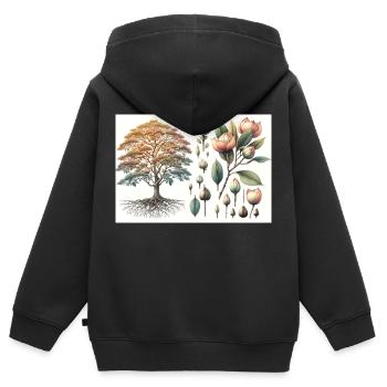 Magnolie Botanik - Kinder Premium Organic Zip Hoodie - Schwarz - Hinten - AI Model Kid Male (0cm)