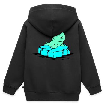 robbe eisscholle - Kinder Premium Organic Zip Hoodie - Schwarz - Hinten - AI Model Kid Male (0cm)