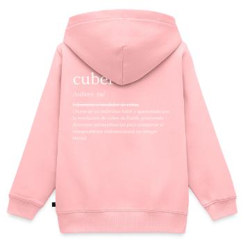 Cubero Definition - Kinder Premium Organic Zip Hoodie - Rosa - Hinten - AI Model Kid Female (0cm)