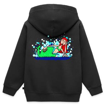 Meerjungfrau - Kinder Premium Organic Zip Hoodie - Schwarz - Hinten - AI Model Kid Male (0cm)