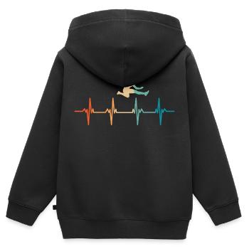 Herzschlag-Sprung - Kinder Premium Organic Zip Hoodie - Schwarz - Hinten - AI Model Kid Male (0cm)
