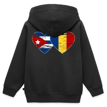 Kuba Rumänien Flagge Herz used - Kinder Premium Organic Zip Hoodie - Schwarz - Hinten - AI Model Kid Male (0cm)