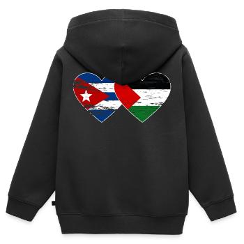 Kuba Palästina Flagge Herz used - Kinder Premium Organic Zip Hoodie - Schwarz - Hinten - AI Model Kid Male (0cm)