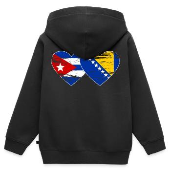 Kuba Bosnien Flagge Herz used - Kinder Premium Organic Zip Hoodie - Schwarz - Hinten - AI Model Kid Male (0cm)