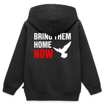 BRING THEM HOME NOW - Kids Premium Organic Zip-up Hoodie - black - Back - AI Model Kid Male (0cm)