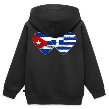 Kuba Griechenland Flagge Herz used - Kinder Premium Organic Zip Hoodie - Schwarz - Hinten - AI Model Kid Male (0cm)
