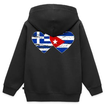 Griechenland Kuba Flagge Herz used - Kinder Premium Organic Zip Hoodie - Schwarz - Hinten - AI Model Kid Male (0cm)