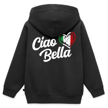 Damen Ciao Bella Italienisch Hallo schönes Geschenk - Kinder Premium Organic Zip Hoodie - Schwarz - Hinten - AI Model Kid Male (0cm)