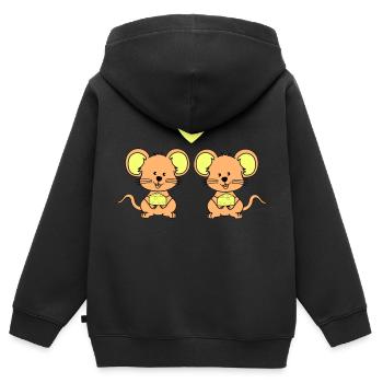mäuse verliebt - Kinder Premium Organic Zip Hoodie - Schwarz - Hinten - AI Model Kid Male (0cm)
