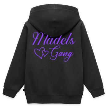 mädels gang - Kinder Premium Organic Zip Hoodie - Schwarz - Hinten - AI Model Kid Male (0cm)
