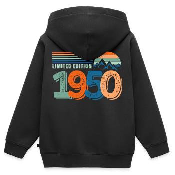 Limitierte Auflage 1950 - Kinder Premium Organic Zip Hoodie - Schwarz - Hinten - AI Model Kid Male (0cm)