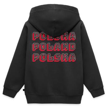 POLSKA POLEN - Kinder Premium Organic Zip Hoodie - Schwarz - Hinten - AI Model Kid Male (0cm)