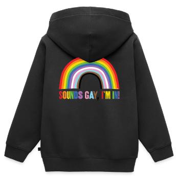Klingt schwul, ich bin dabei! - Kinder Premium Organic Zip Hoodie - Schwarz - Hinten - AI Model Kid Male (0cm)