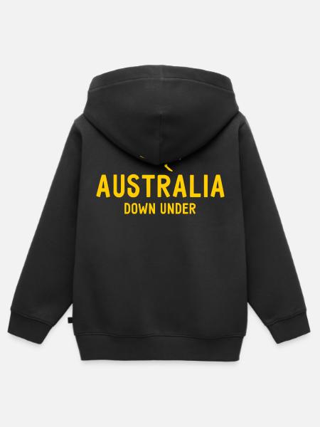 Australia - Down Under - Australia - Kangaroo - Kids Premium Organic Zip-up Hoodie - black