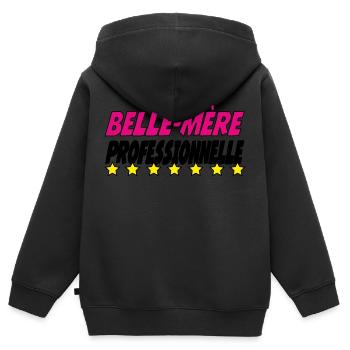 Belle Mère PROFESSIONNELLE - Sweat Premium à capuche zippé enfant bio - noir - Dos - AI Model Kid Male (0cm)