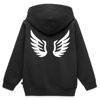 Engel Flügel Symbol Wappen Piktogramm Vektor - Kinder Premium Organic Zip Hoodie - Schwarz - Hinten - AI Model Kid Male (0cm)