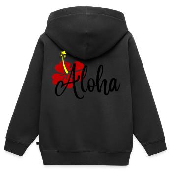 Aloha - Sweat Premium à capuche zippé enfant bio - noir - Dos - AI Model Kid Male (0cm)