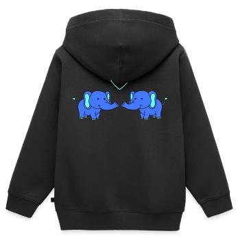 elefanten verliebt - Kinder Premium Organic Zip Hoodie - Schwarz - Hinten - AI Model Kid Male (0cm)