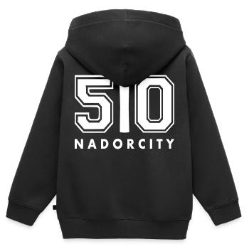 Nador kennzeichen ا 50 - Kinder Premium Organic Zip Hoodie - Schwarz - Hinten - AI Model Kid Male (0cm)