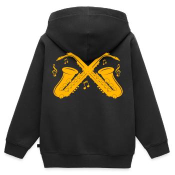 Saxophon Saxophon Saxophon - Kinder Premium Organic Zip Hoodie - Schwarz - Hinten - AI Model Kid Male (0cm)
