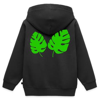 feuilles - Sweat Premium à capuche zippé enfant bio - noir - Dos - AI Model Kid Male (0cm)