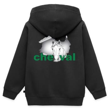 Cheval - Sweat Premium à capuche zippé enfant bio - noir - Dos - AI Model Kid Male (0cm)