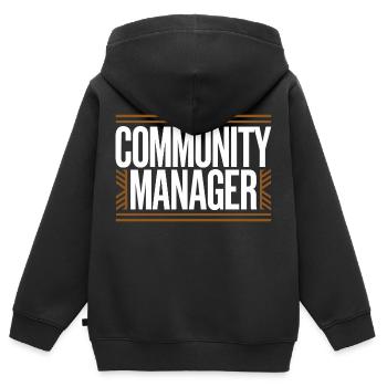 Community Manager - Sweat Premium à capuche zippé enfant bio - noir - Dos - AI Model Kid Male (0cm)