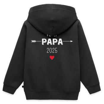 Werdender Papa 2025 - Kinder Premium Organic Zip Hoodie - Schwarz - Hinten - AI Model Kid Male (0cm)