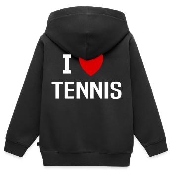Ich liebe Tennis - Kinder Premium Organic Zip Hoodie - Schwarz - Hinten - AI Model Kid Male (0cm)
