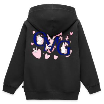 Omg rose - Sweat Premium à capuche zippé enfant bio - noir - Dos - AI Model Kid Male (0cm)