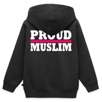 Proud muslim - Kids Premium Organic Zip-up Hoodie - black - Back - AI Model Kid Male (0cm)