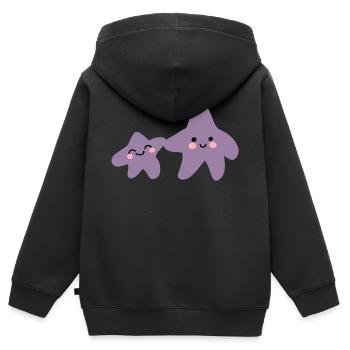 Geschwister Sternchen - Kinder Premium Organic Zip Hoodie - Schwarz - Hinten - AI Model Kid Male (0cm)